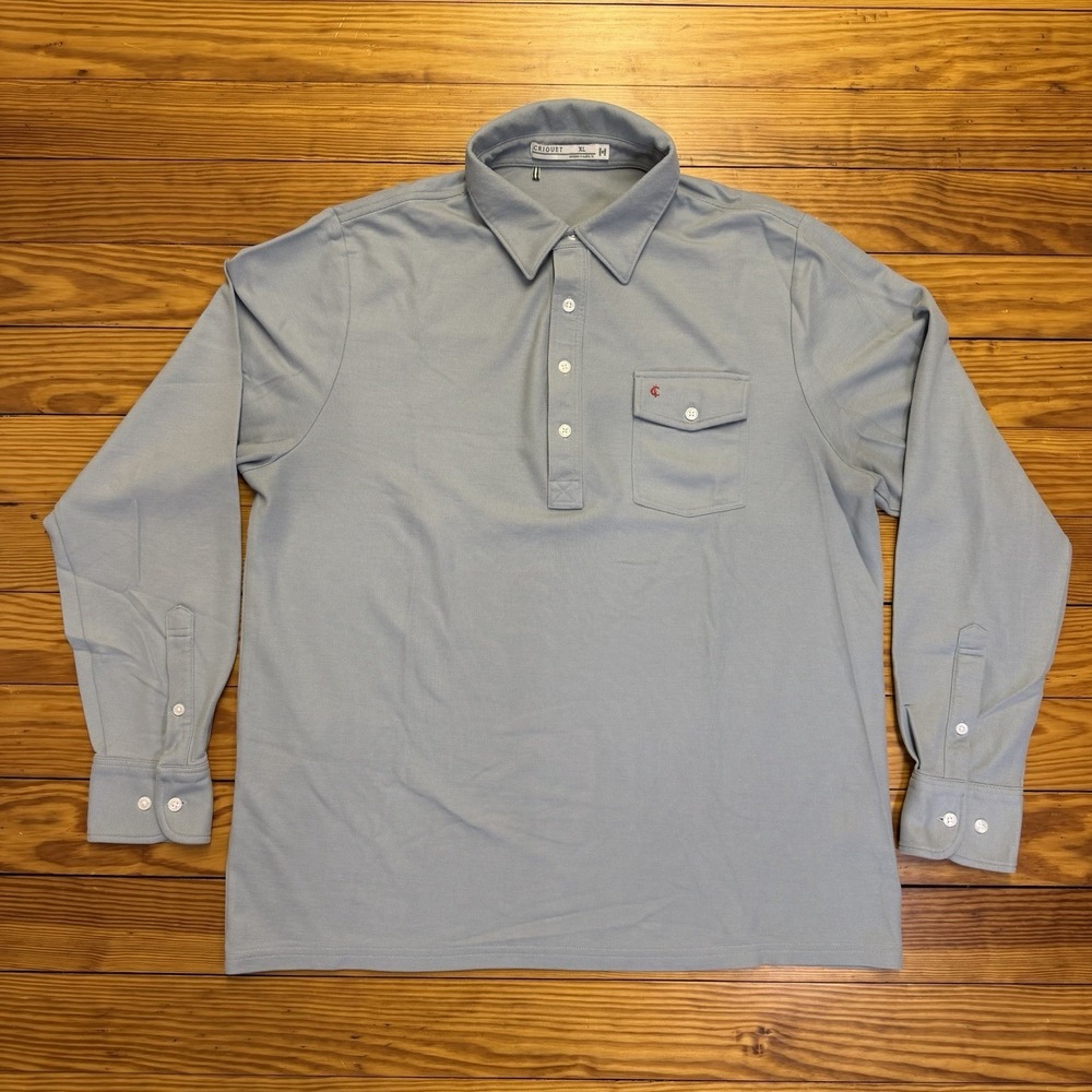 Criquet Polo Shirt Mens Sz XL Blue Long Sleeve Pima Cotton Golf Casual Pocket